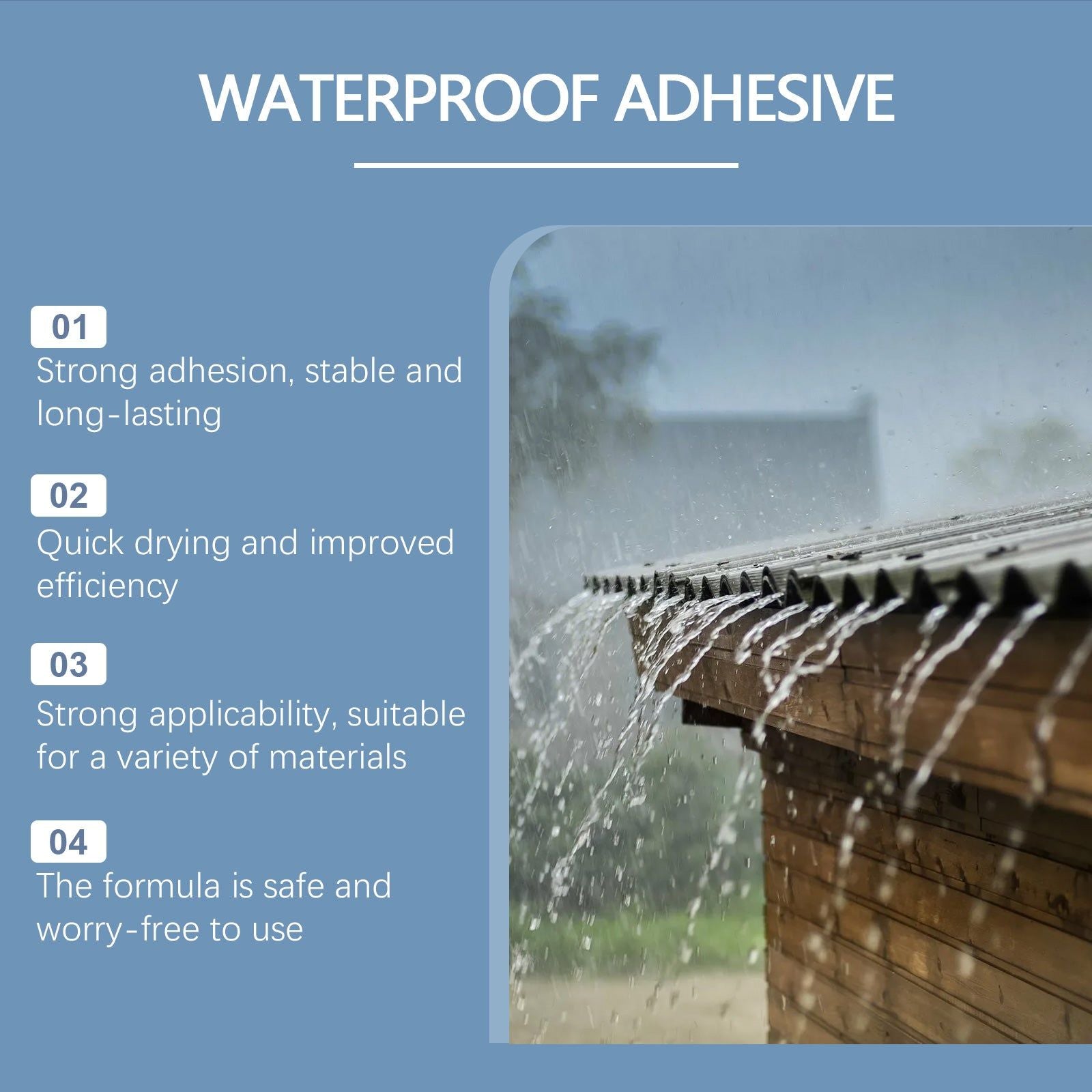 Ultimate Waterproof Bonding Adhesive, Quick Dry, Strong Seal for Roofs, Walls ,150g+ brush