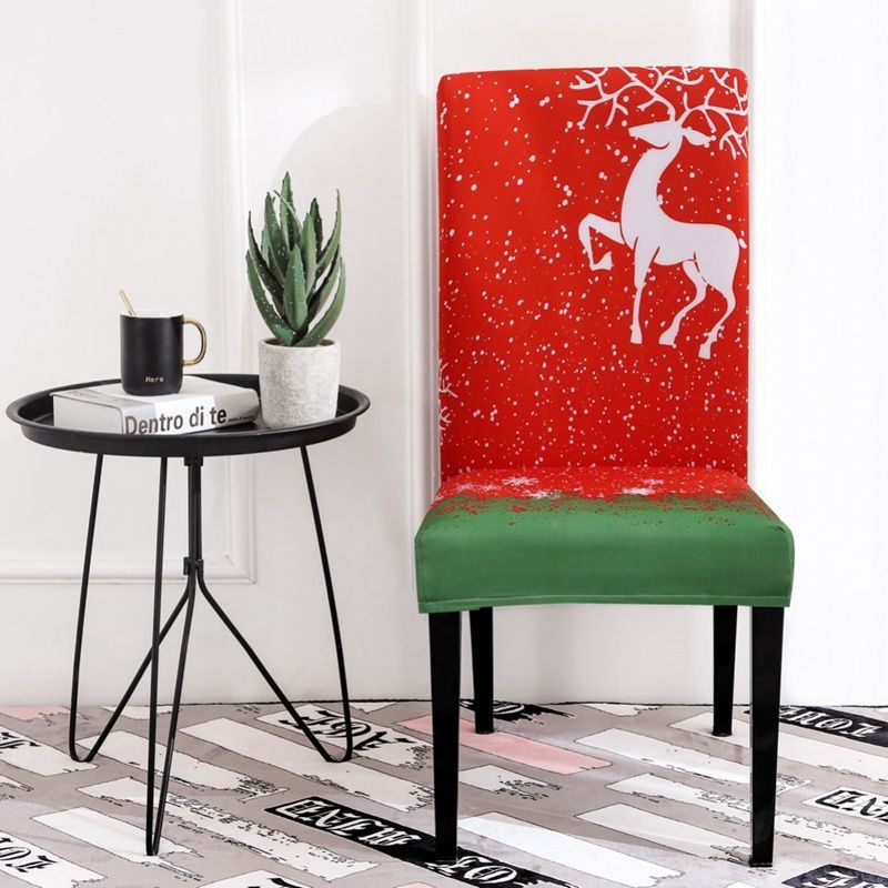 4pcs Christmas Chair Covers Elastic Dining Chair Covers For Holiday Banquet Home Party Decor