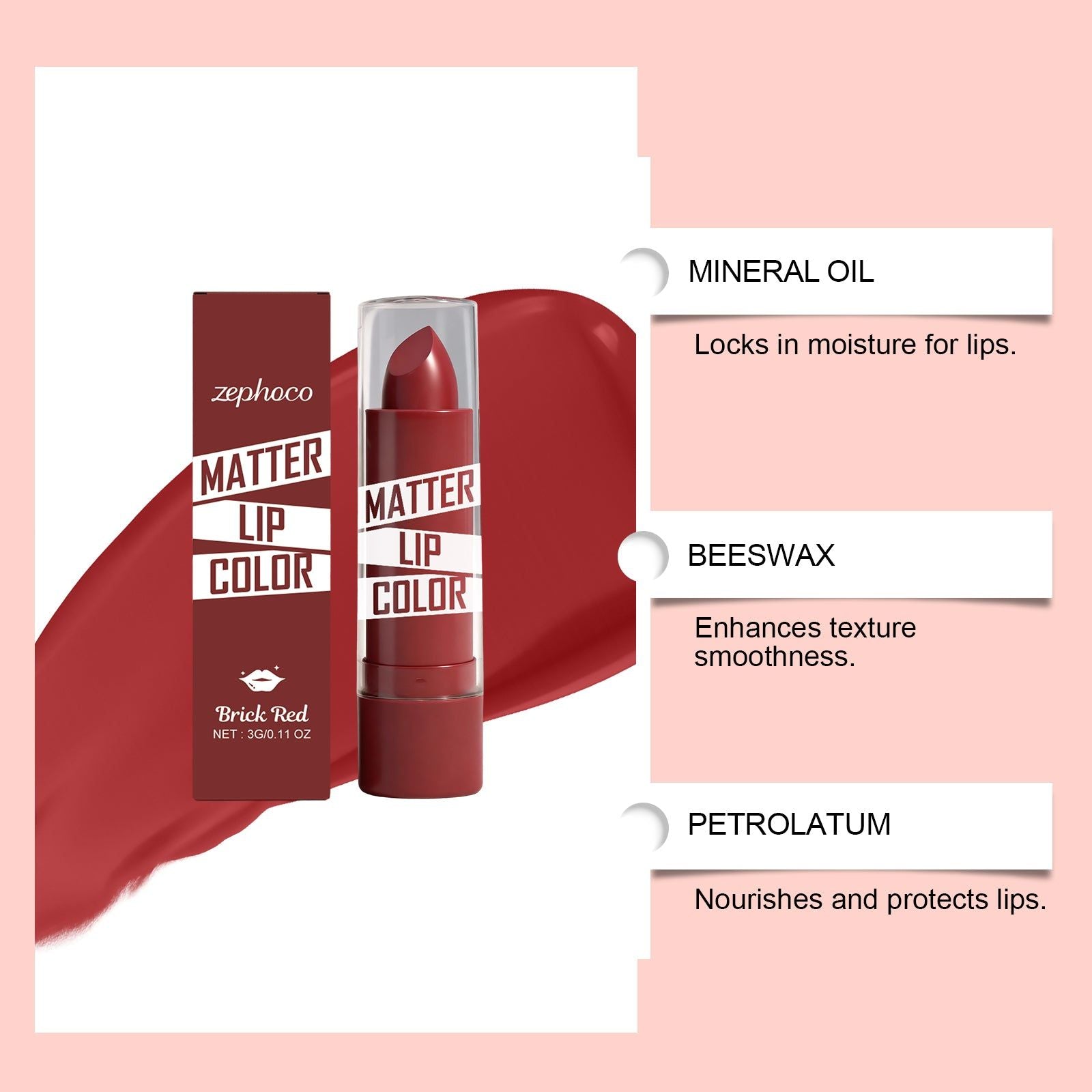 Brighten Your Look with Moisturizing Red Lip Gloss, Nourishing & Long-Lasting ,3g