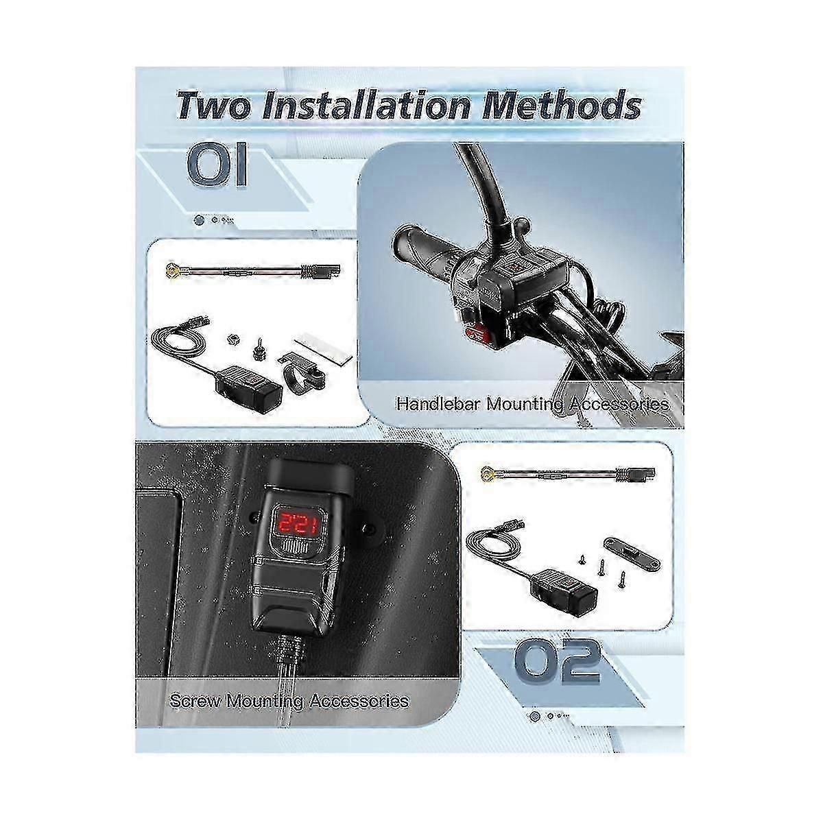 Motorcycle USB Charger with USB-C PD QC3.0 and Voltmeter
