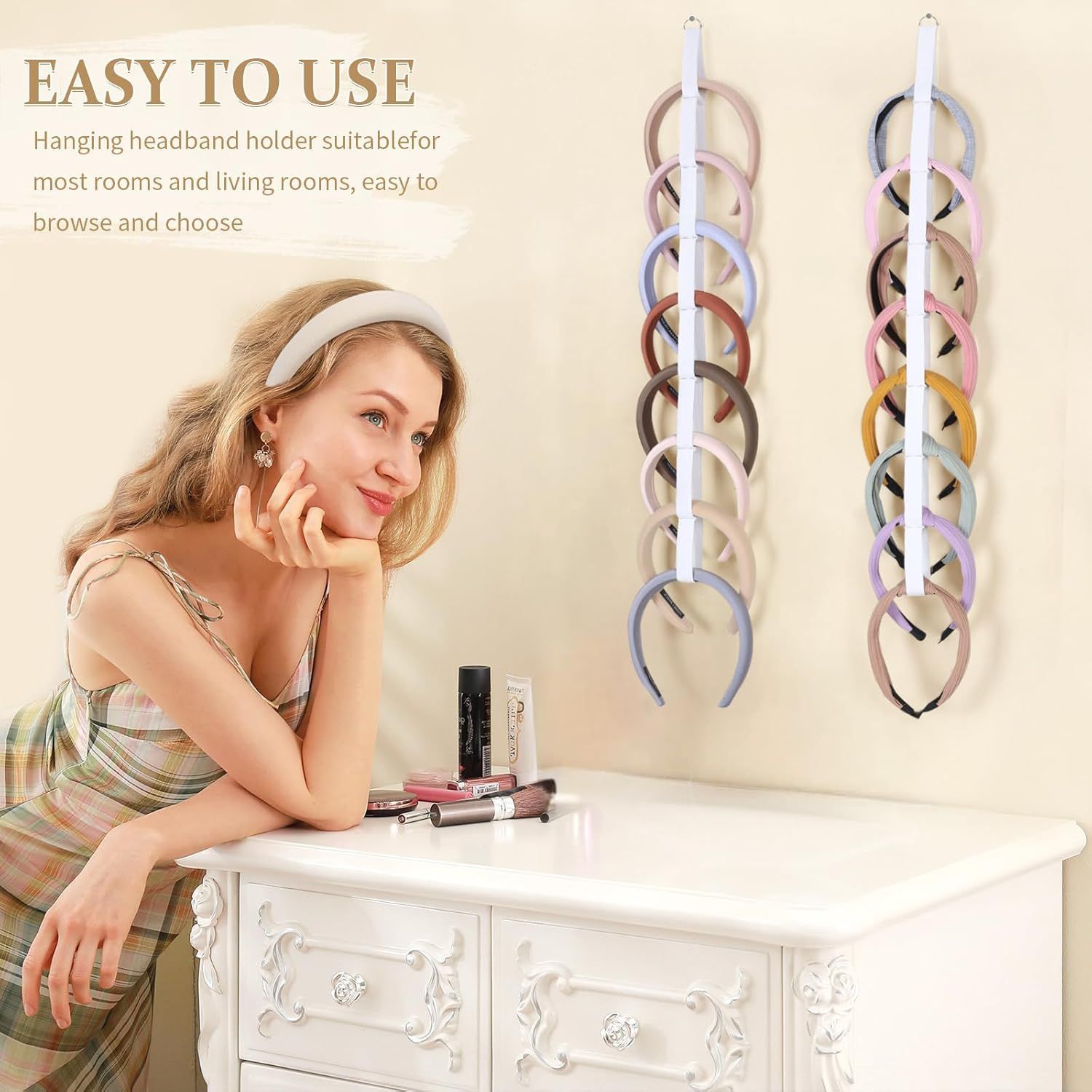 3 PCS Headband Holder Organizer Hanging Hairband Storage for GirlsWomen