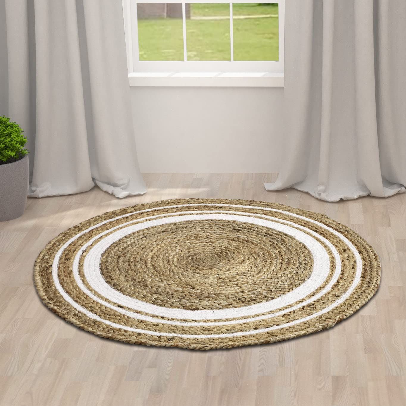 AIESY®  Round Reversible Beautiful Handwoven Jute Rug