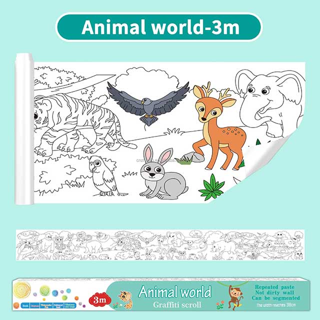 3 Meters Color Drawing Kids Paper Sticker Roll – Creative Themed Stickers for Arts & Crafts (300cm x 38cm)