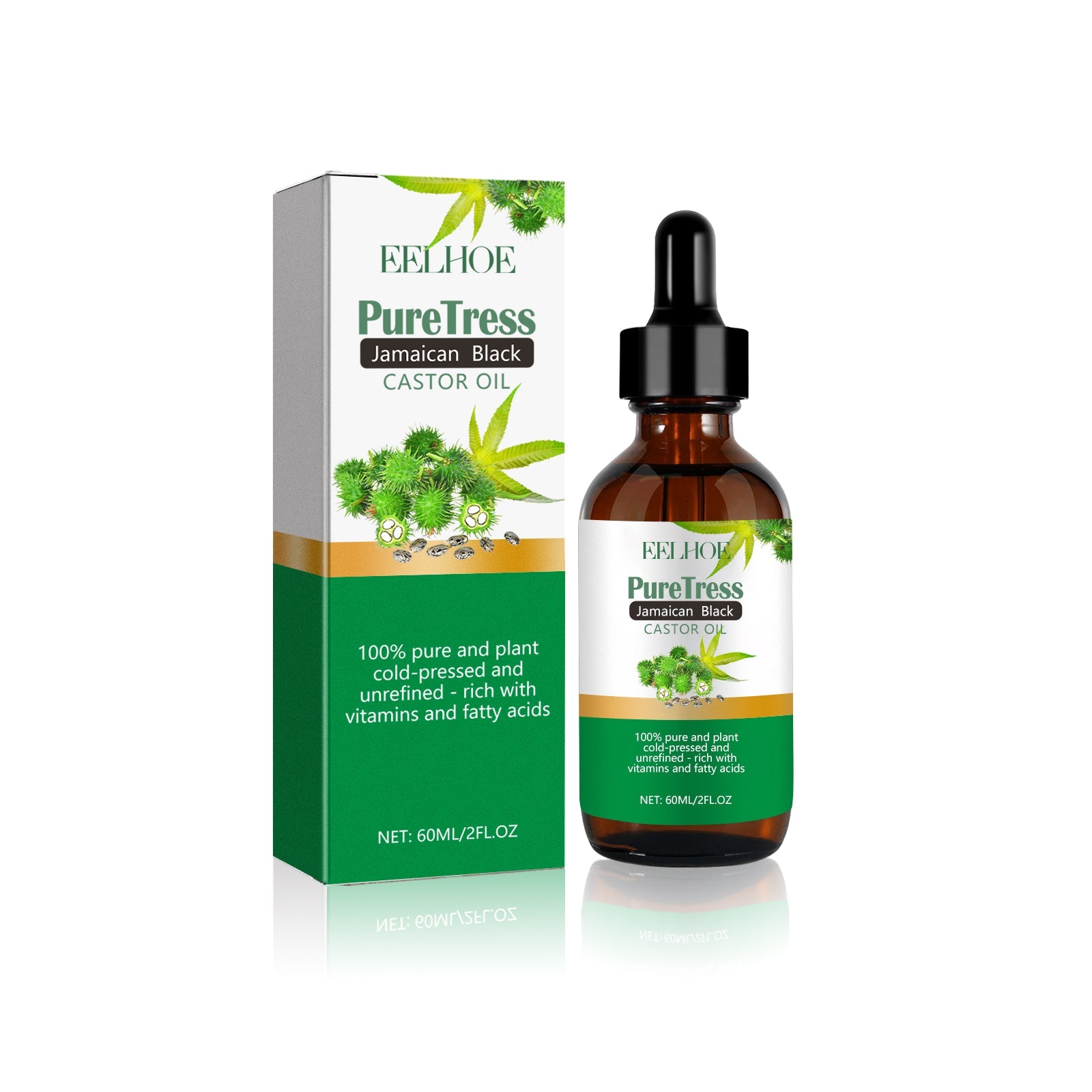 Castor Oil for Hair, Smooth and Moisturizing, Nourishes Scalp, Reduces Frizz ,60ml