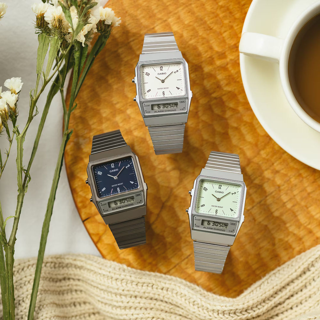 Casio Vintage Analog-Digital Watch with Stainless Steel Band, AQ800EB-2A
