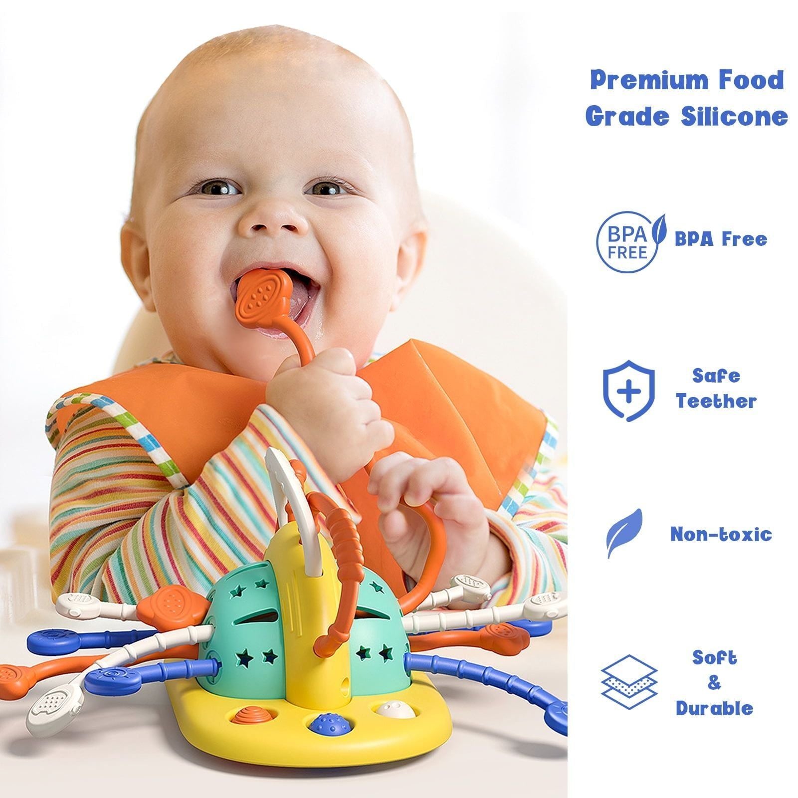Baby Toys High Chair Toys with Suction Cup Toddler Pull String Montessori Toys for 6 12 Month Child