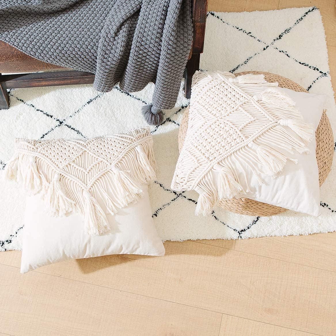 Pillow Covers Macrame Cushion Case Woven Boho for Bed Sofa Couch