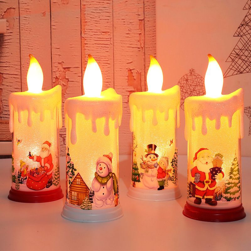 Santa Claus Night Light Christmas Decoration Simulation Flame Candle LED Lamp