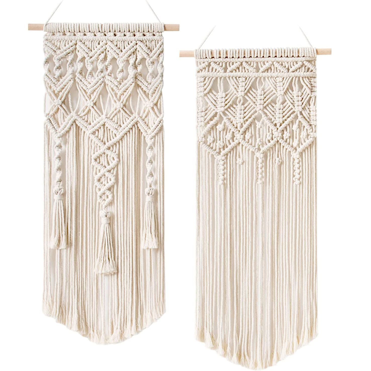 2 Pcs Macrame Woven Wall Hanging Tapestry Boho Art Decor Bedroom Nursery Home Decor