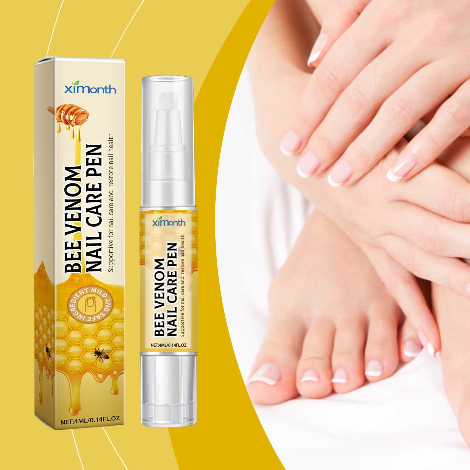 Bee Venom Nail Care Pen, Brightening, Thickening, Moisturizing, Nail Strengthening ,4ml