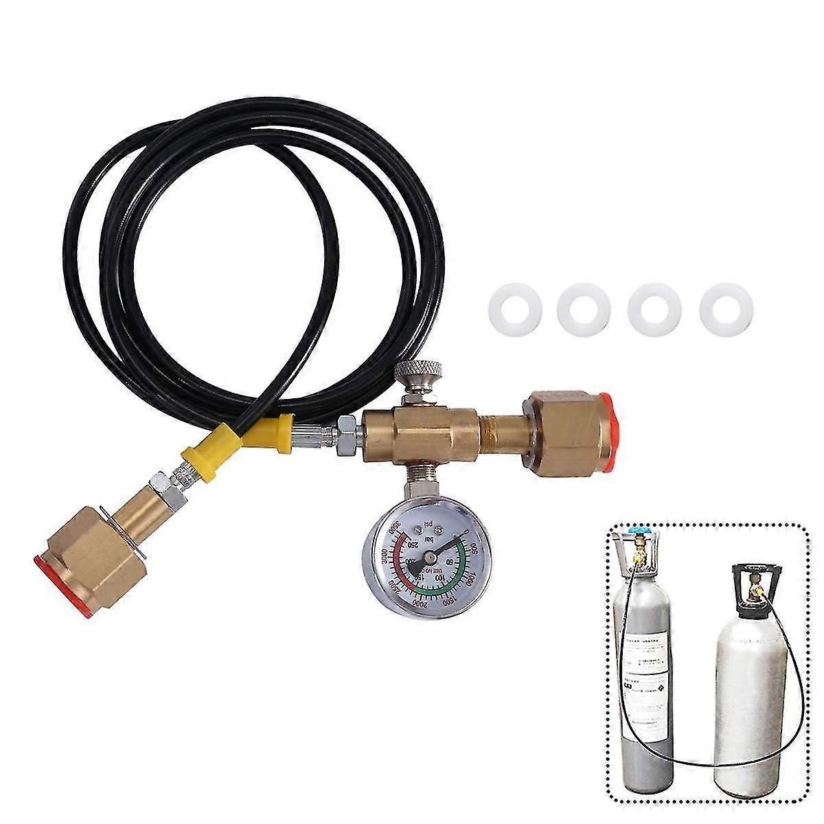 Argon Co2 Refilling Station Charging Adapter To Small Welding Tanks,w/ 1.5 Meters Soft Hose 250bar