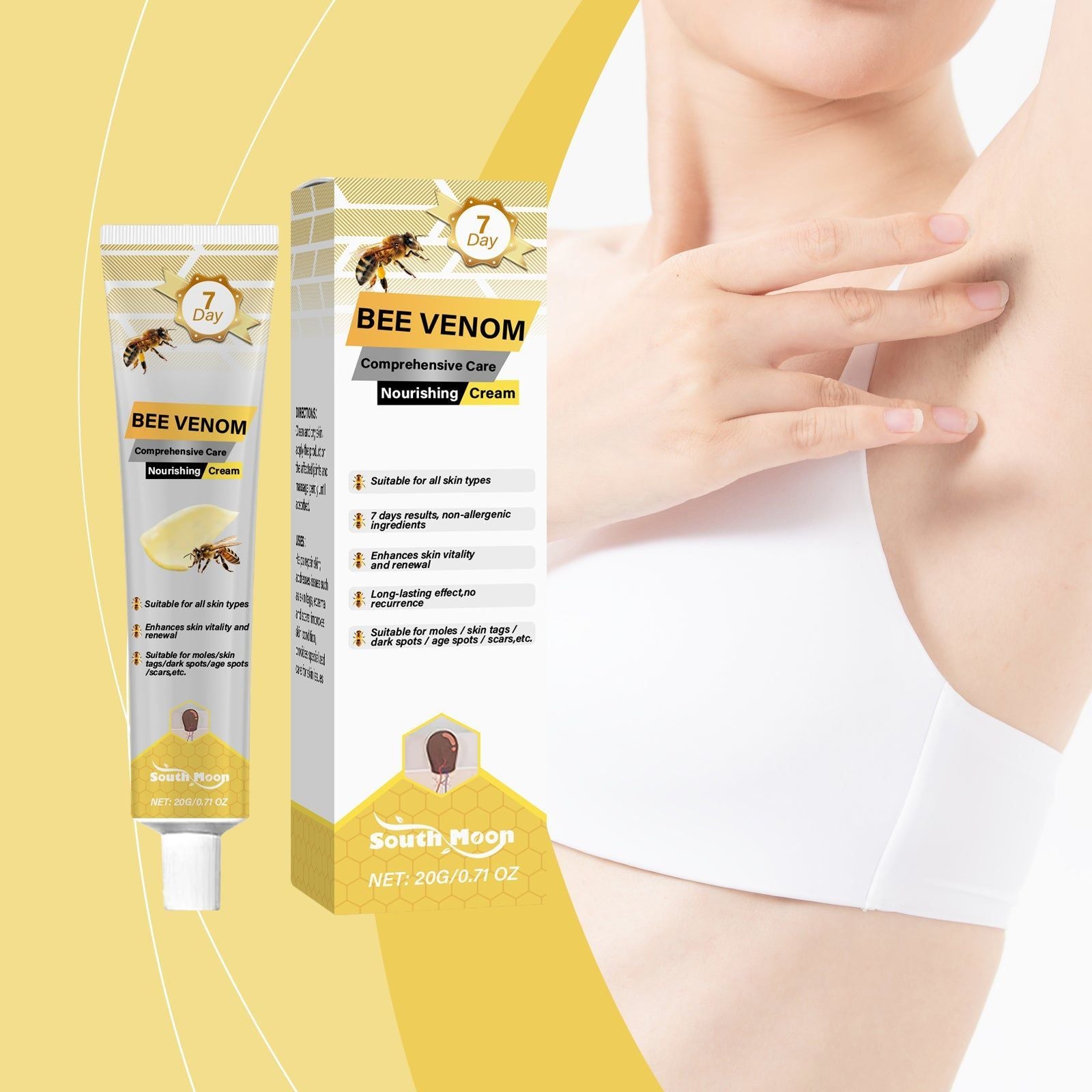 Bee Venom Skin Care Cream, Natural Moisturizer for Eczema, Skin Repair ,20g