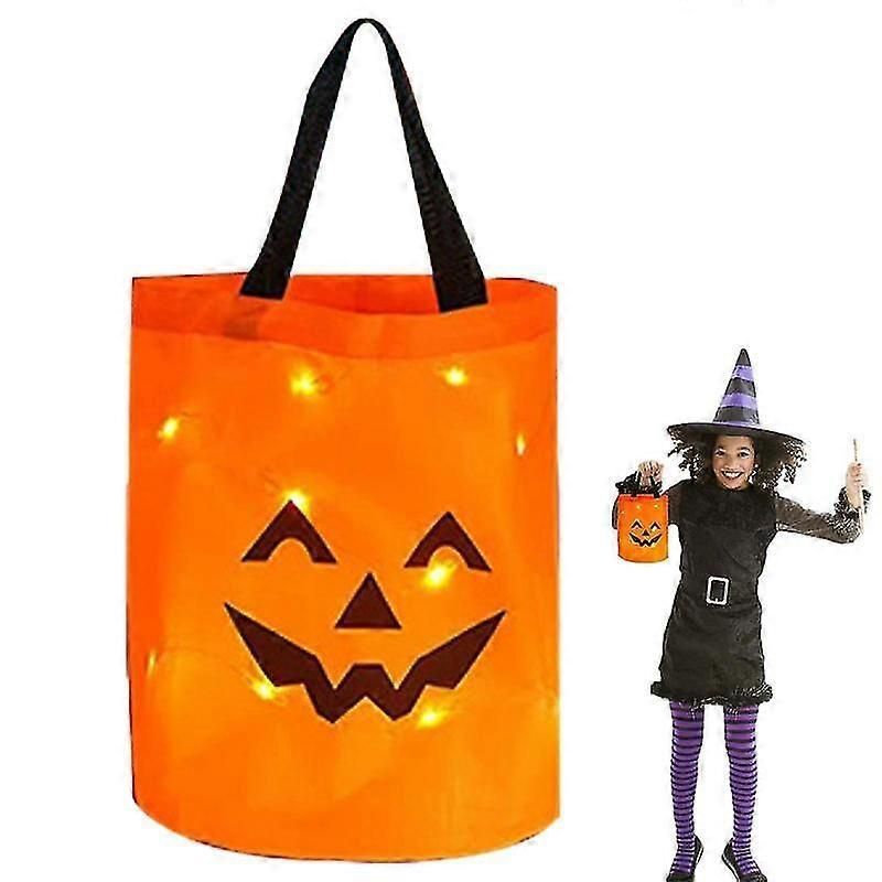 Halloween Candy Tote Bucket With Lights Light Up Bag Holder Treat Goody Buckets Portable Party Favor