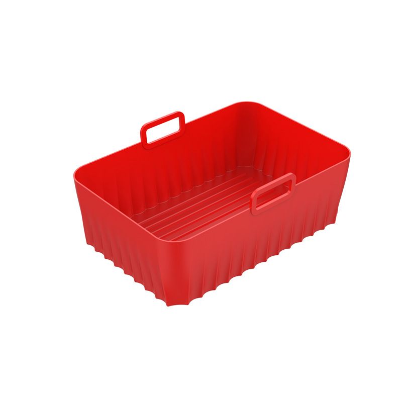 2Pcs Silicone Air Fryer Liner Reusable Rectangle Baking Tray With Handle