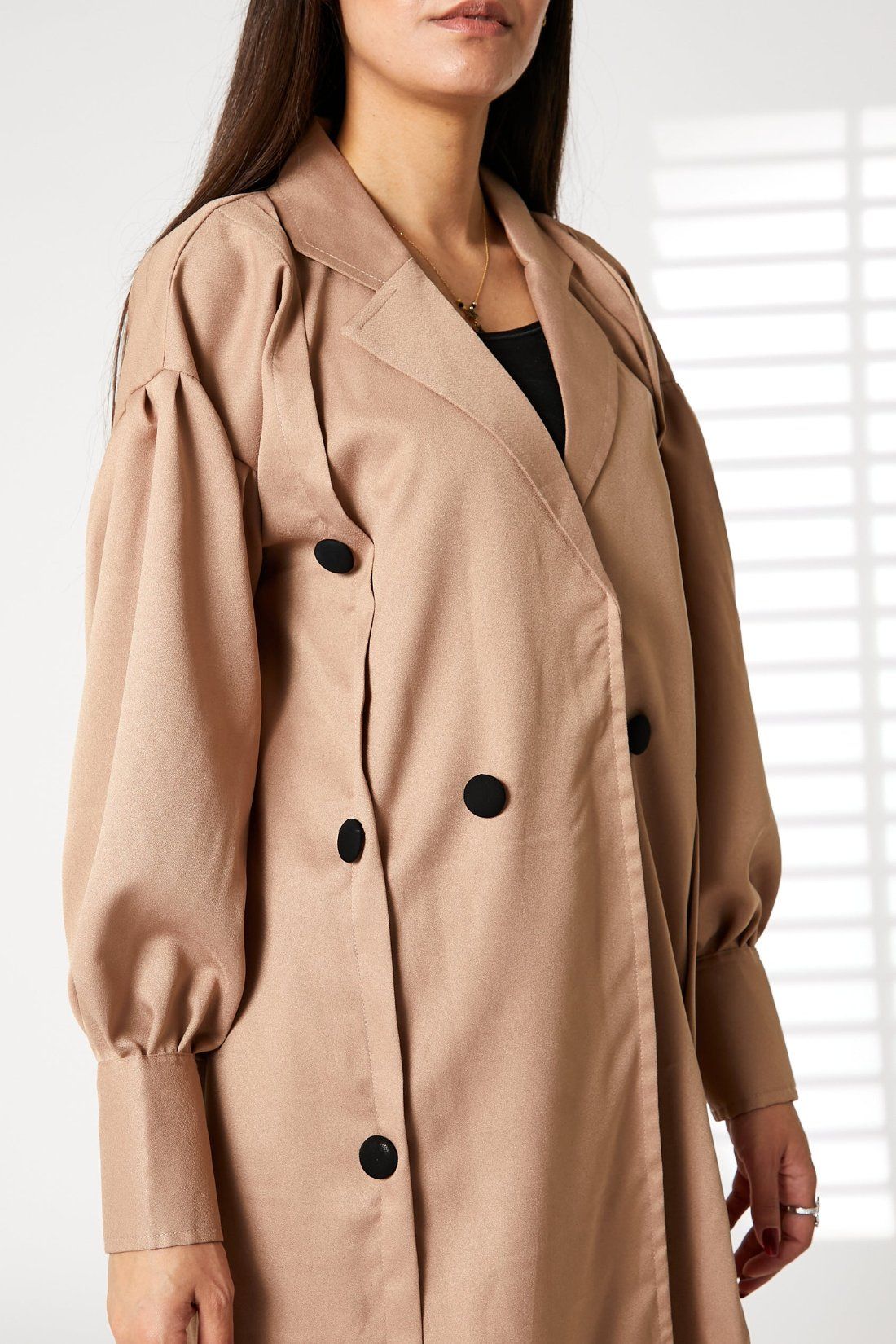 MOiSTREET Brown Mid Length Barbie Crepe Trench Coat Set