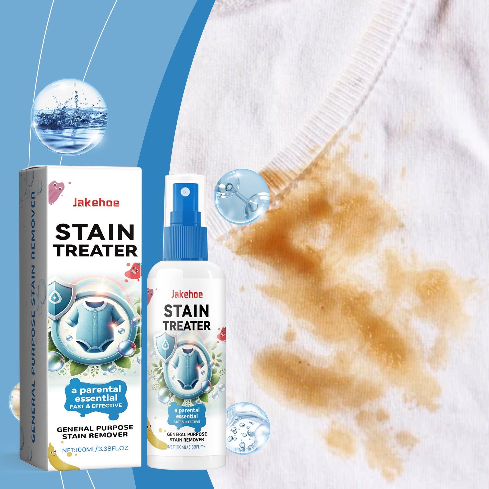 Baby Laundry Stain Remover, Gentle & Effective, Removes Clothes Stains, Freshens Baby Skin ,100ml