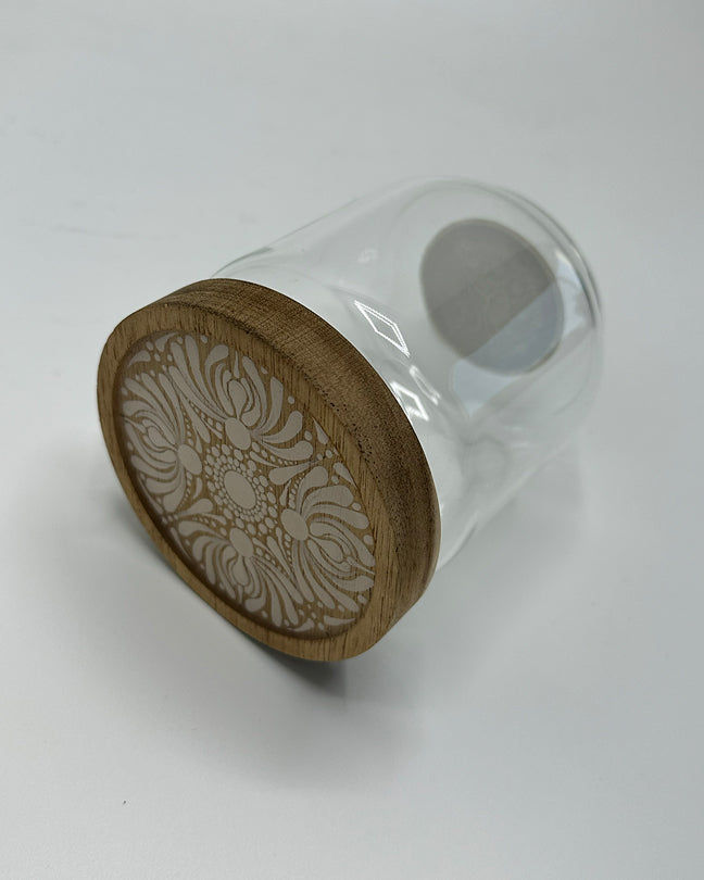 Sahara Mandala Set of 3 glass jars with wooden top