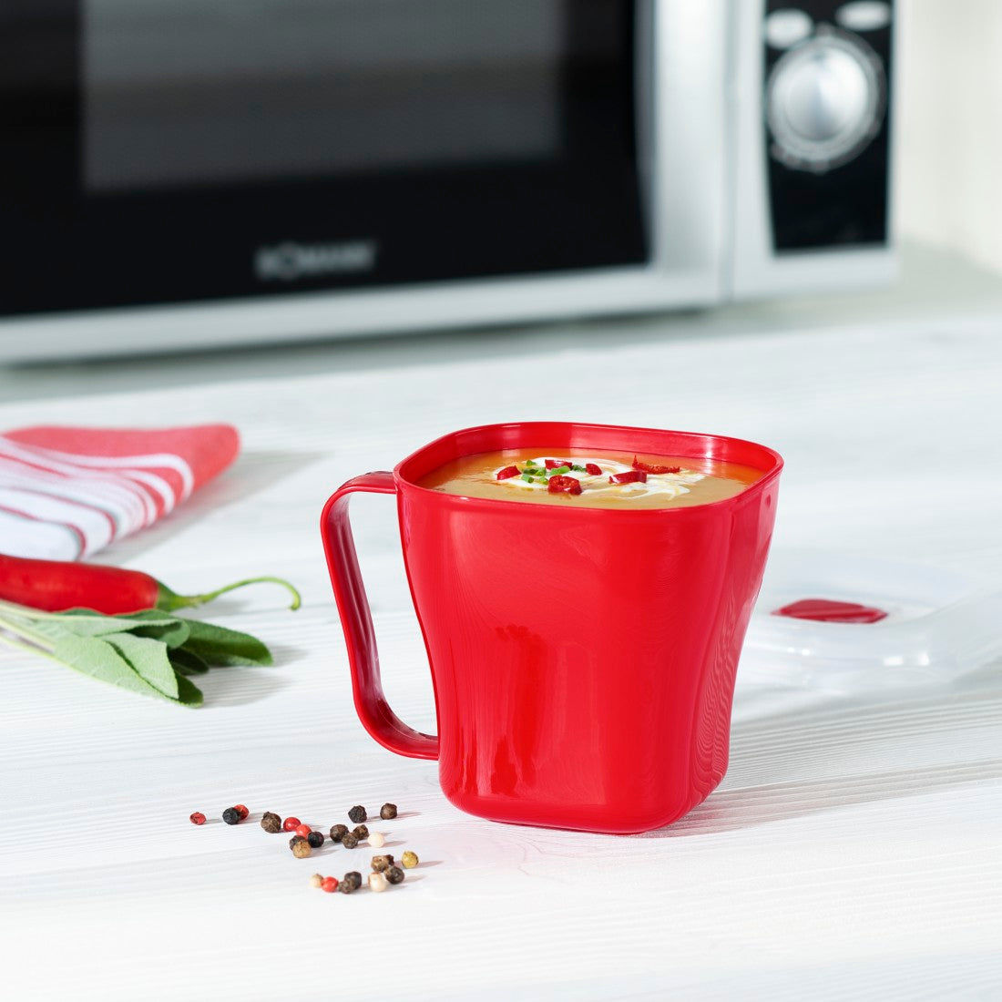 XAVAX 111466 Microwave Cup, 0.6 l, red