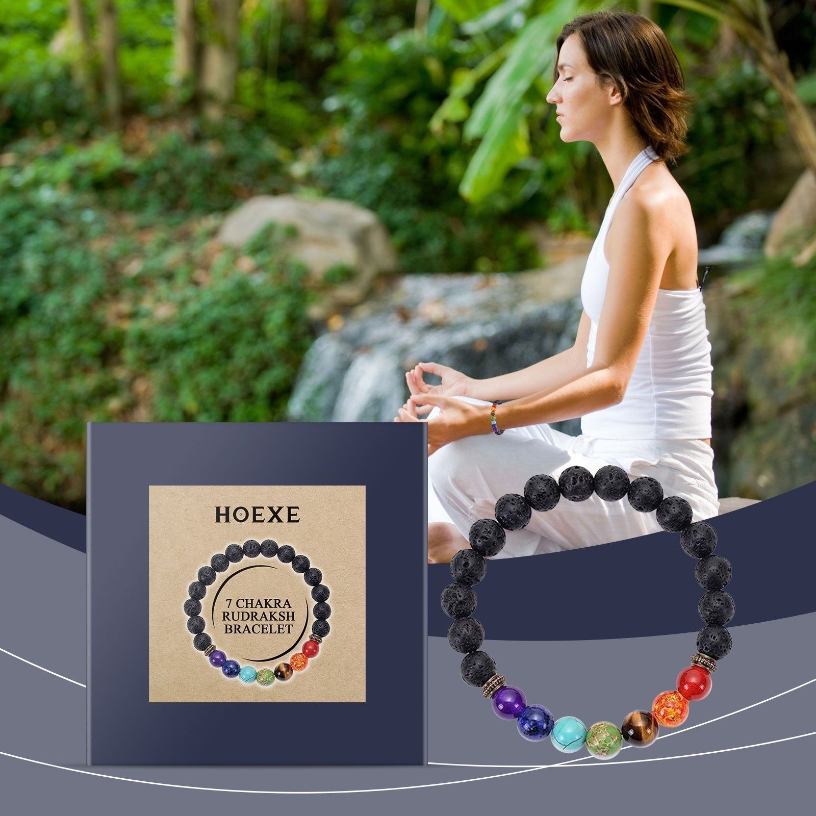Colorful Volcanic Stone Bracelet, Healing Jewelry, Adjustable Beaded Bracelet, Trendy Accessory ,1pcs