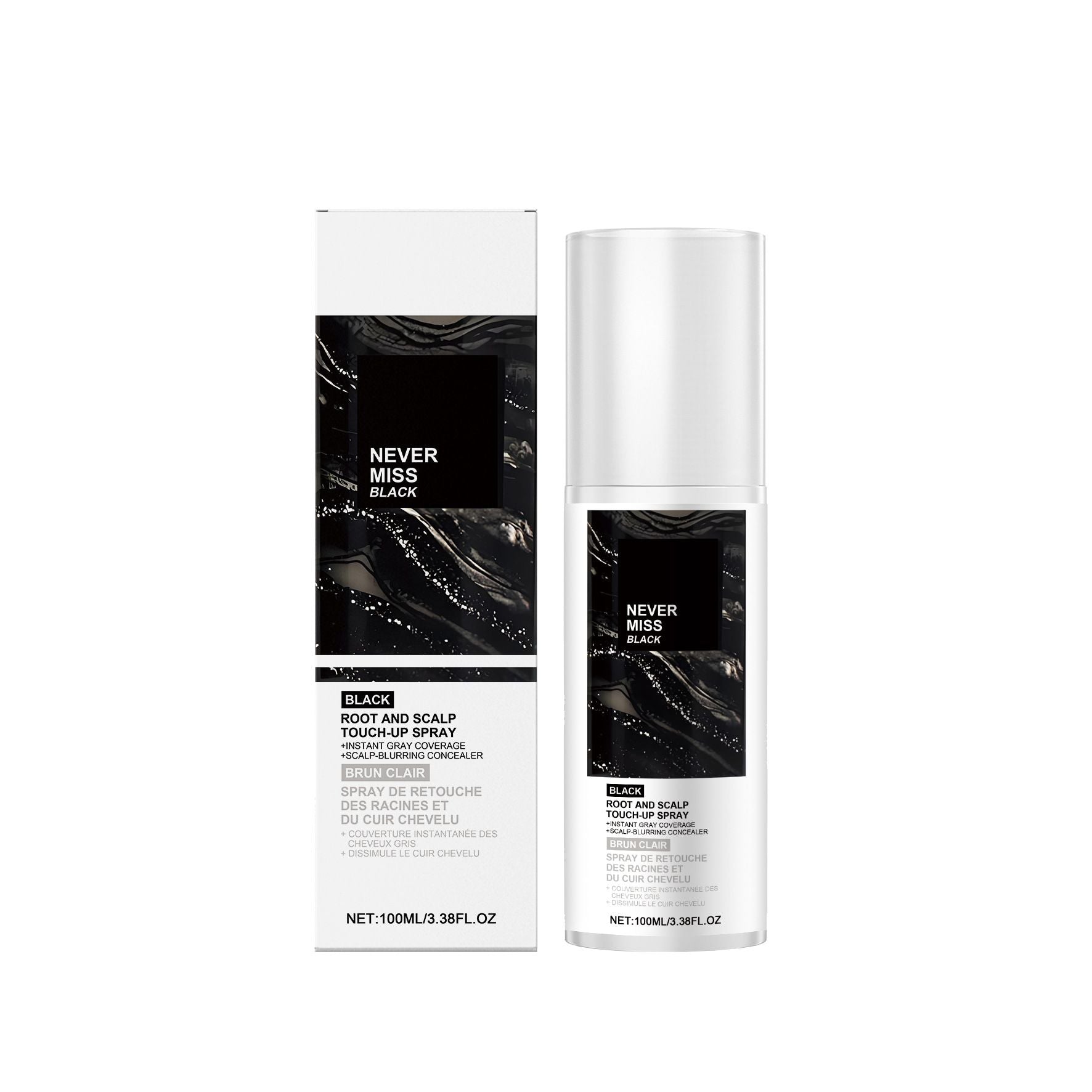 Temporary Hair Root Touch Up Spray Black Gray Coverage 100ml