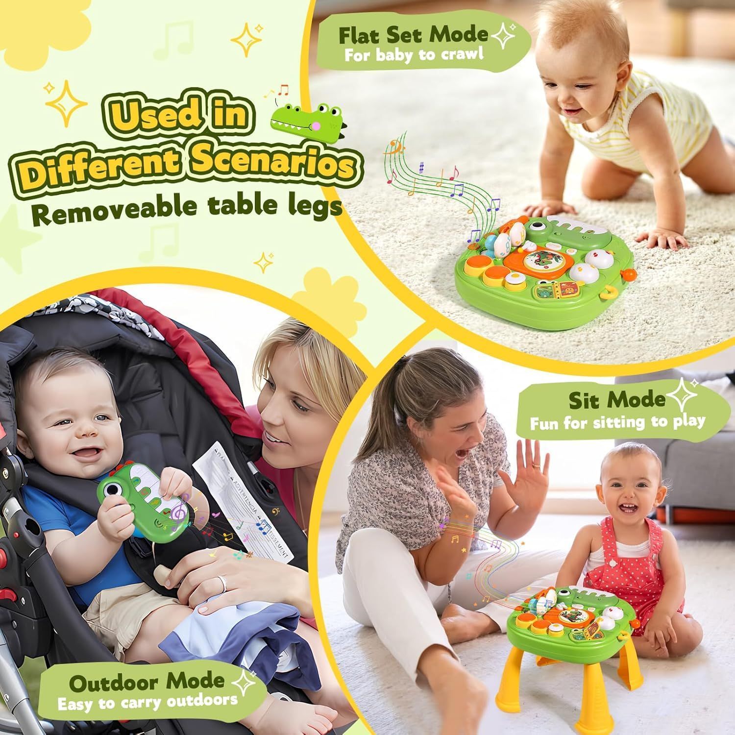 Baby Activity Table Toys Birthday Gift Music Learning Table for 12 Months+