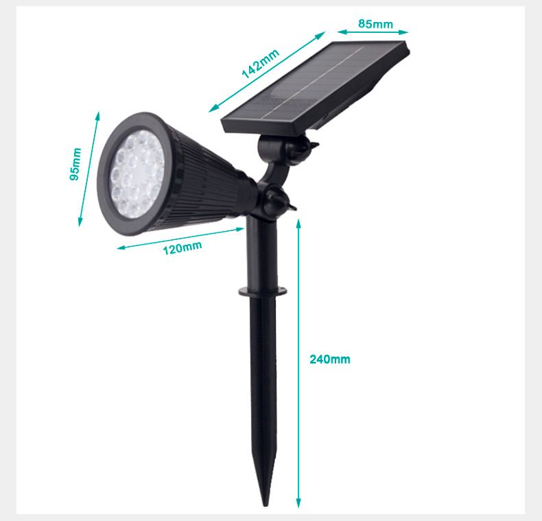 Outdoor Solar LED Spot Light 180° Adjustable Lawn Lamp Waterproof Ground Light
