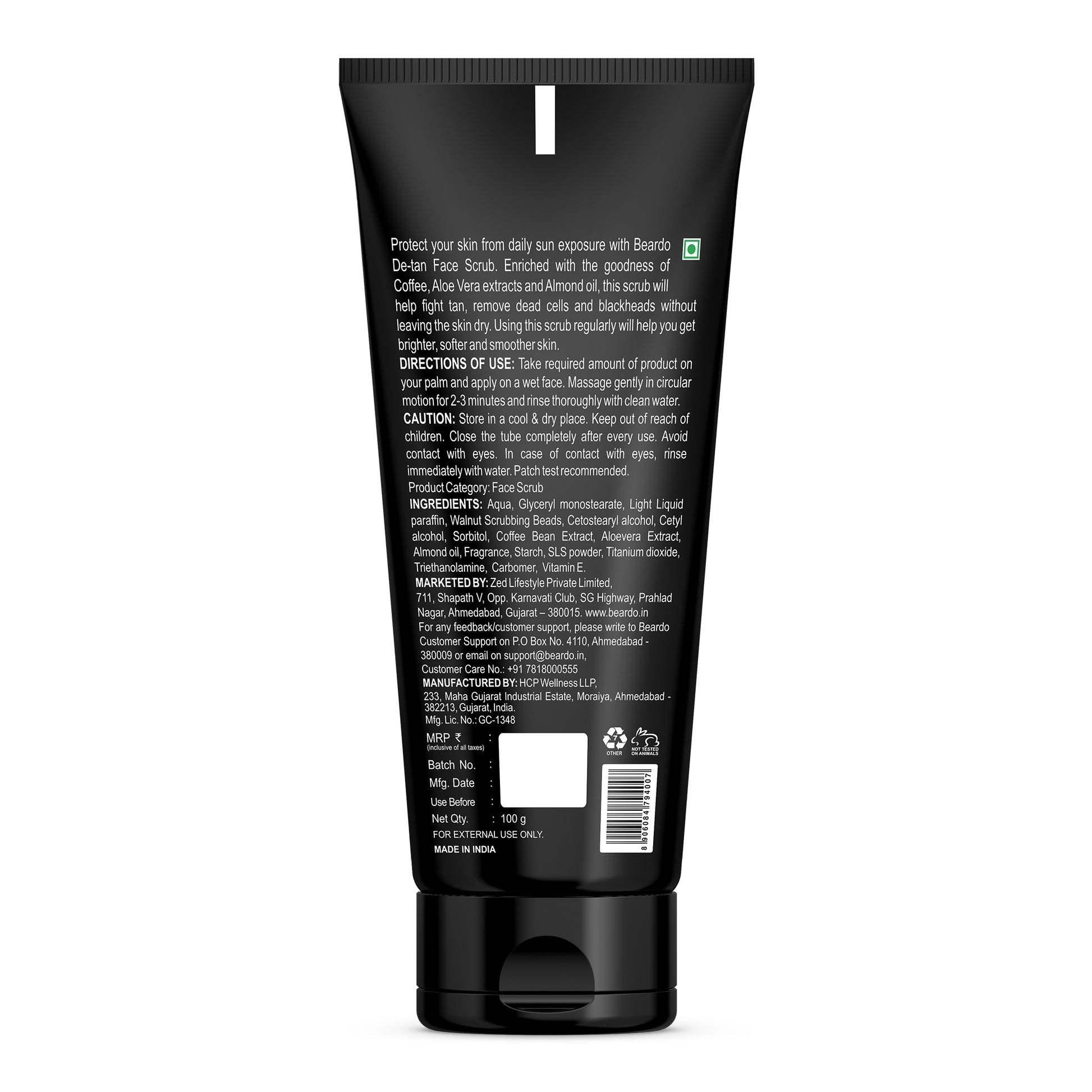 Beardo DeTan Face Scrub Tube 100g