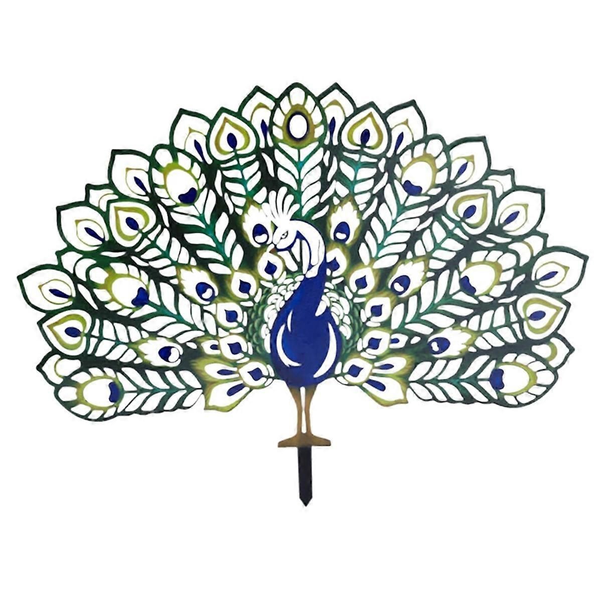 Metal Peacocks Garden Stake,Yard Art Peacocks Statue Decorative,Green