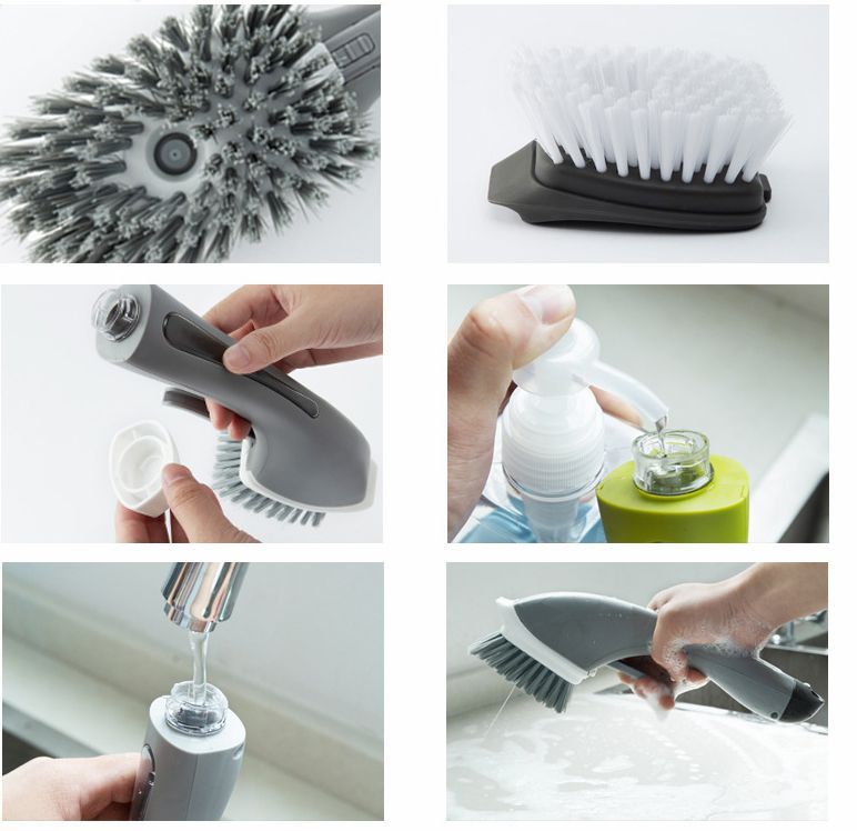 Long Handle Kitchen Cleaning Brush Refill Liquid Soap Washing Scrub Brush