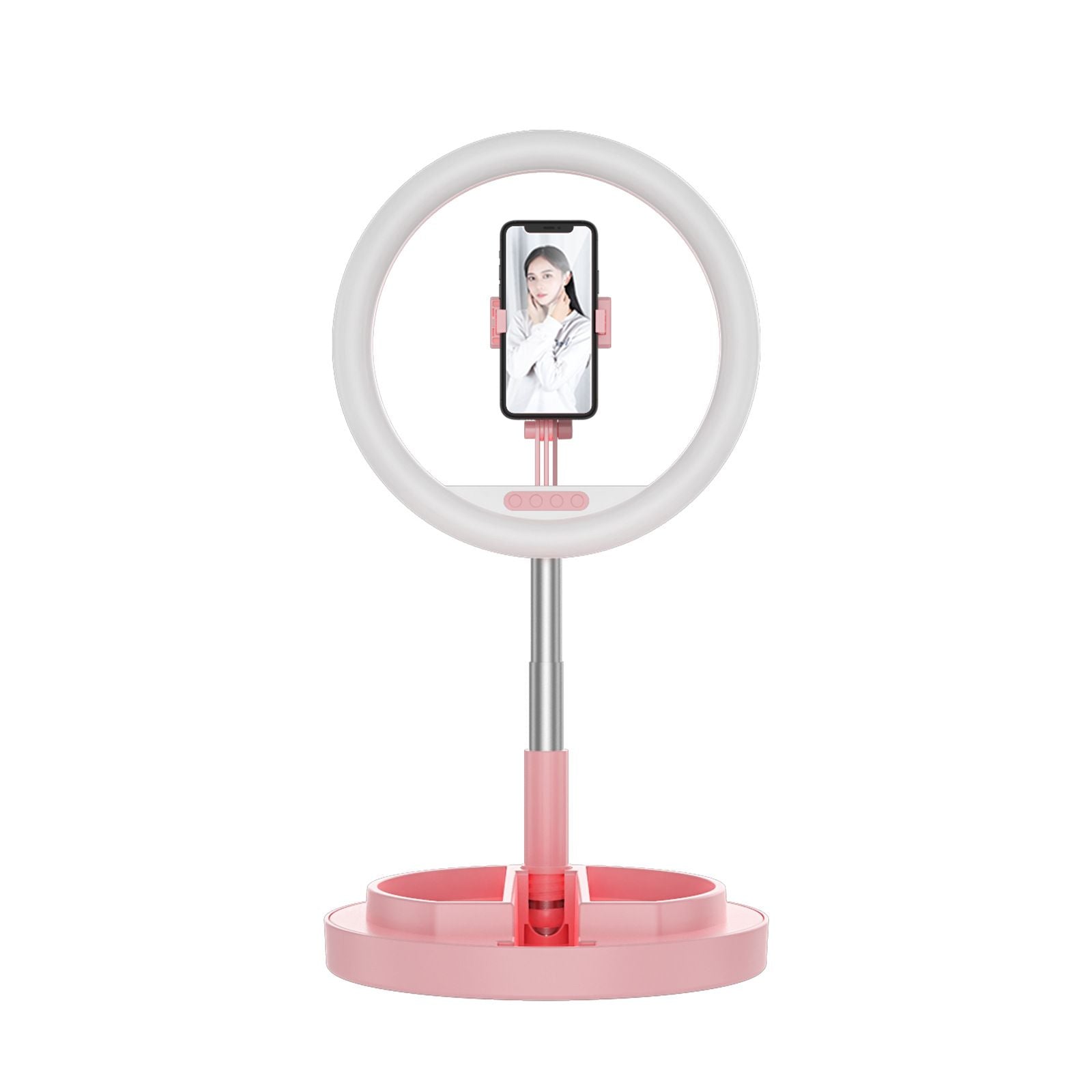 Foldable Selfie Sitick Phone Stand 360 Rerotion With Led Circle Lamp Fill Light