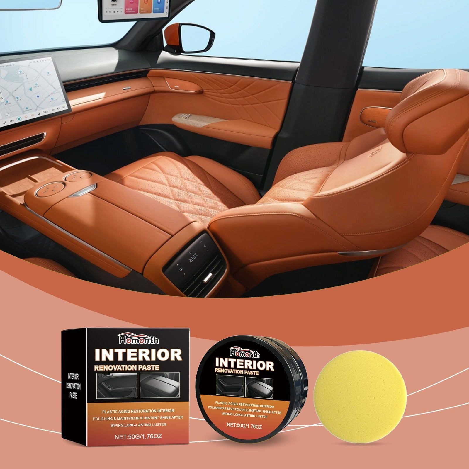 Car Care Leather Reconditioning Cream, Nourishes and Protects Seats, Easy to Use ,1set