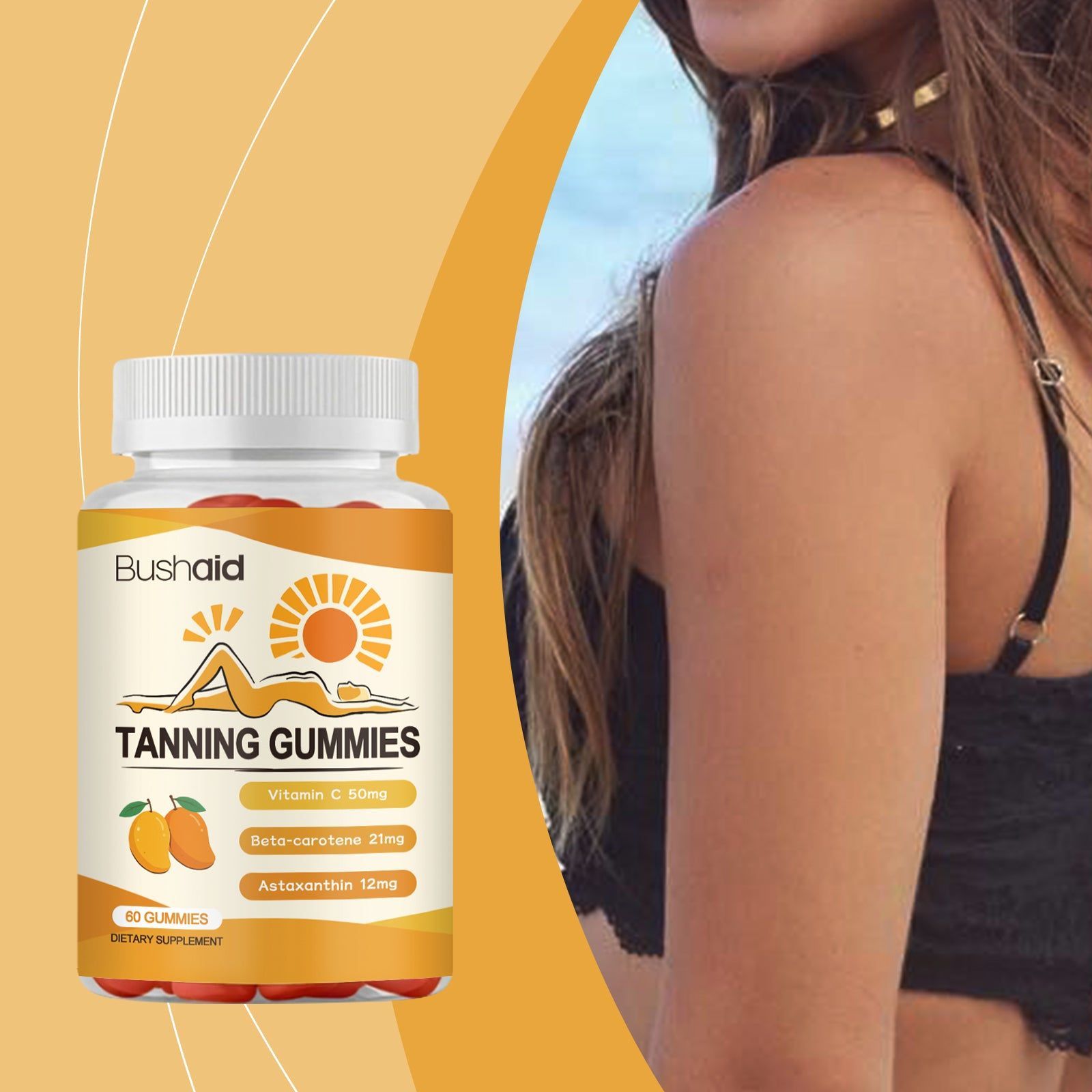 Boost Your Body Care with Tanning Gummies, Vitamin-Infused, Smooth & Refreshing ,60pcs