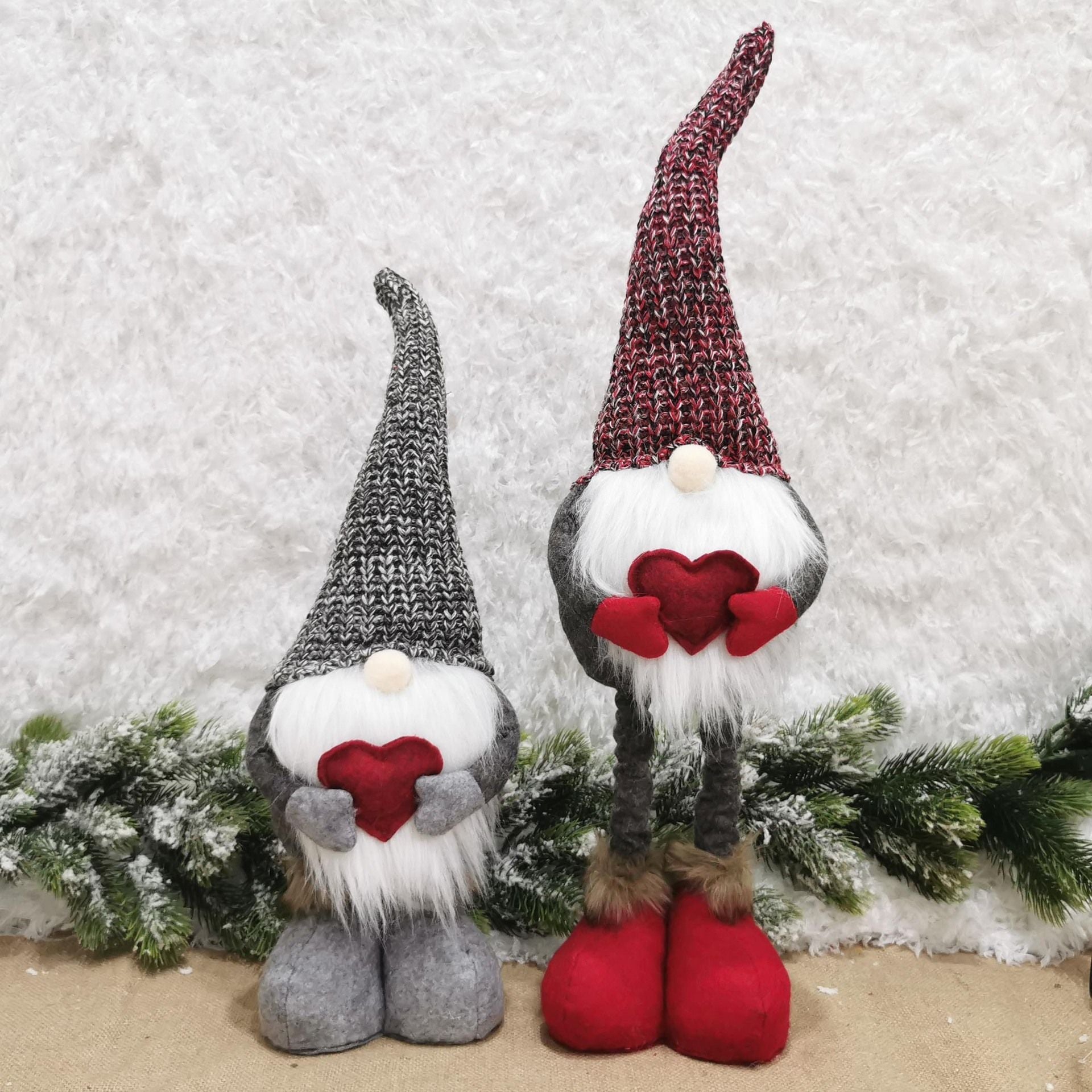 2pcs Valentines Day Decorations Knitted Retractable Faceless Doll Gift Gnome Doll Ornaments