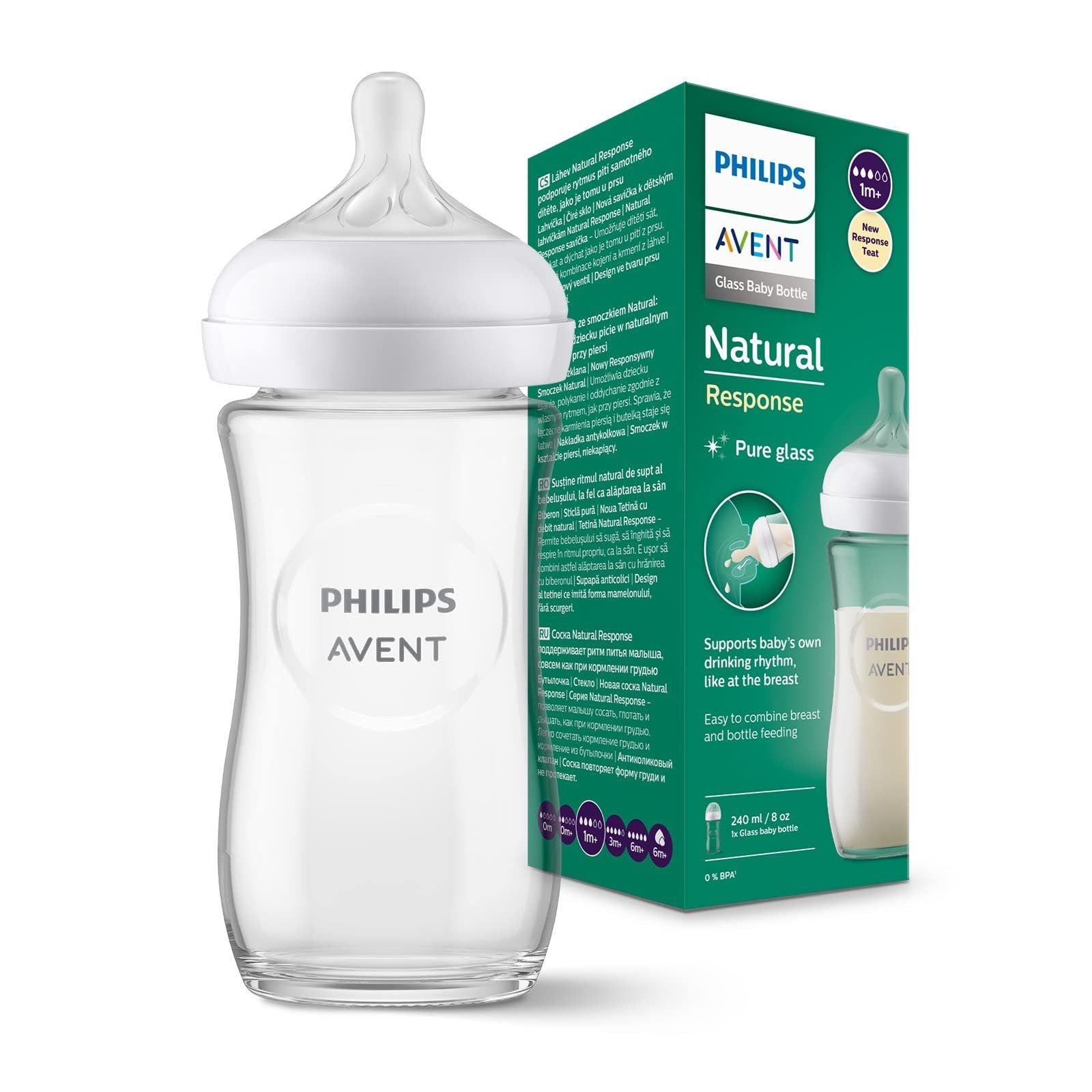 Philips Avent Natural Response Glass Baby Bottle - 240ml