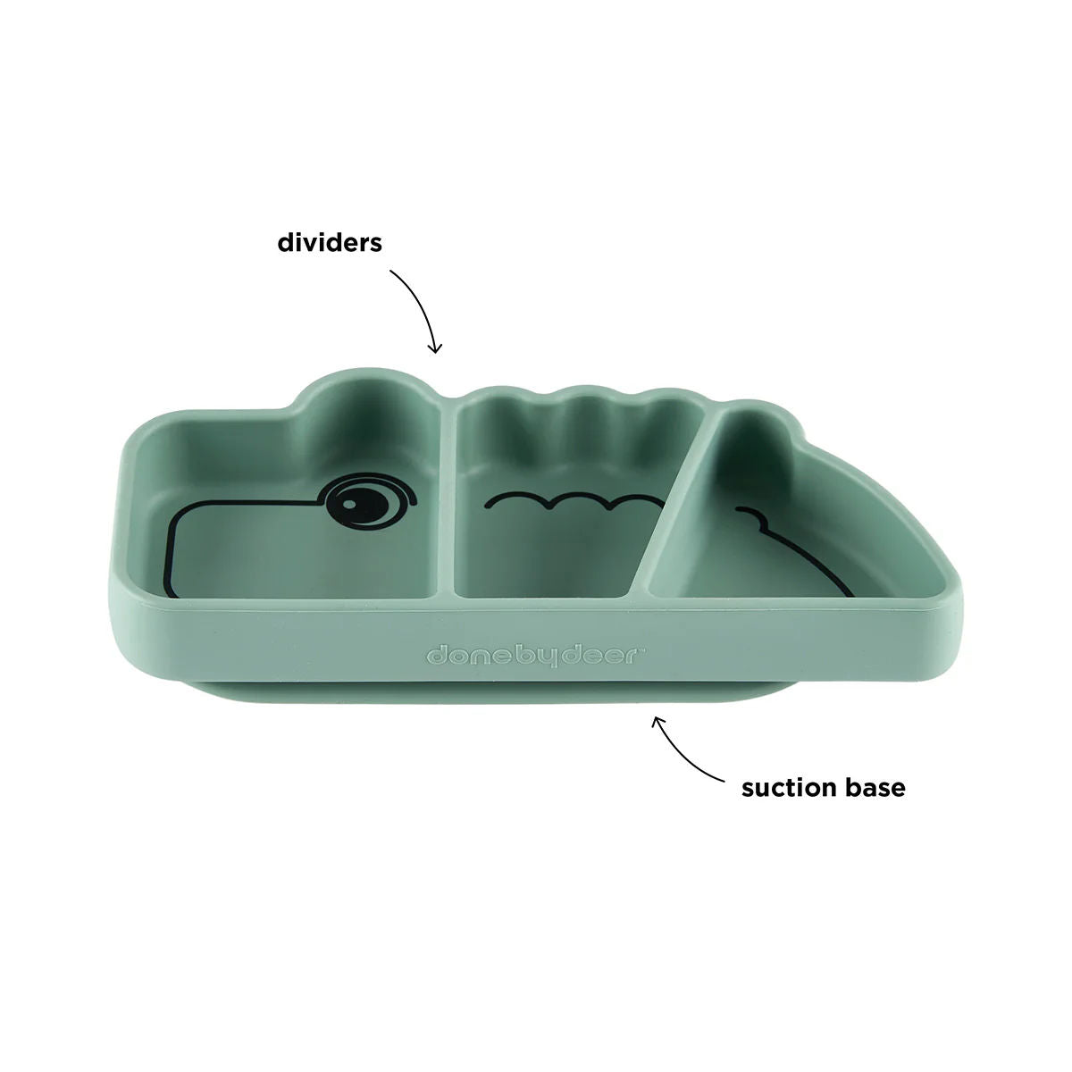 Done By Deer Silicone Stick&Stay Snack Plate Croco Green