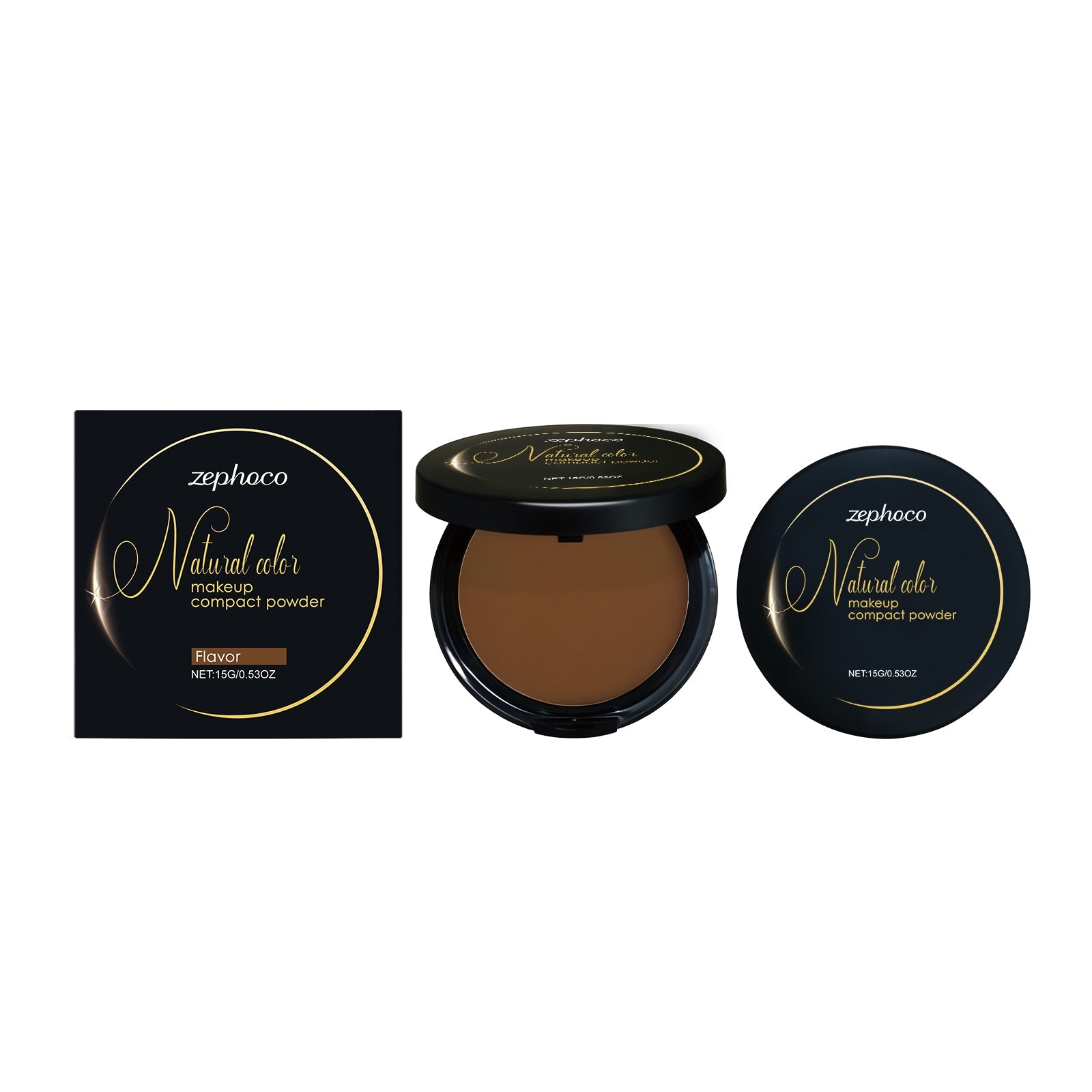 Dark-Toned Setting Powder Compact, Oil Control, Matte Finish, Long-Lasting ,15g