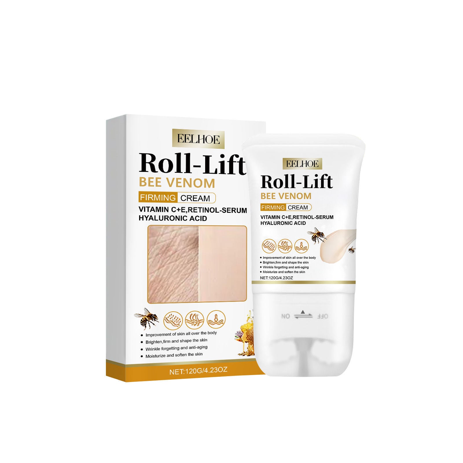 Bee Venom Roller Body Cream, Restore Skin Elasticity, Anti-Aging, Hydrating ,120g