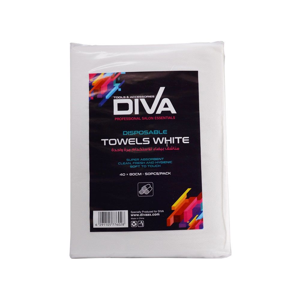 Diva Embossed Disposable Towel, White, 50pcs/Pack