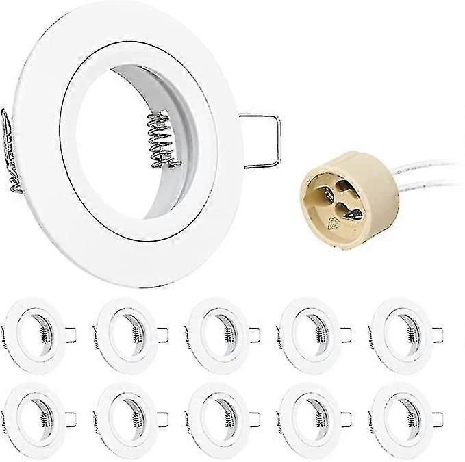 10x GU10 Recessed Spotlight Frame With Socket Ceiling Mount