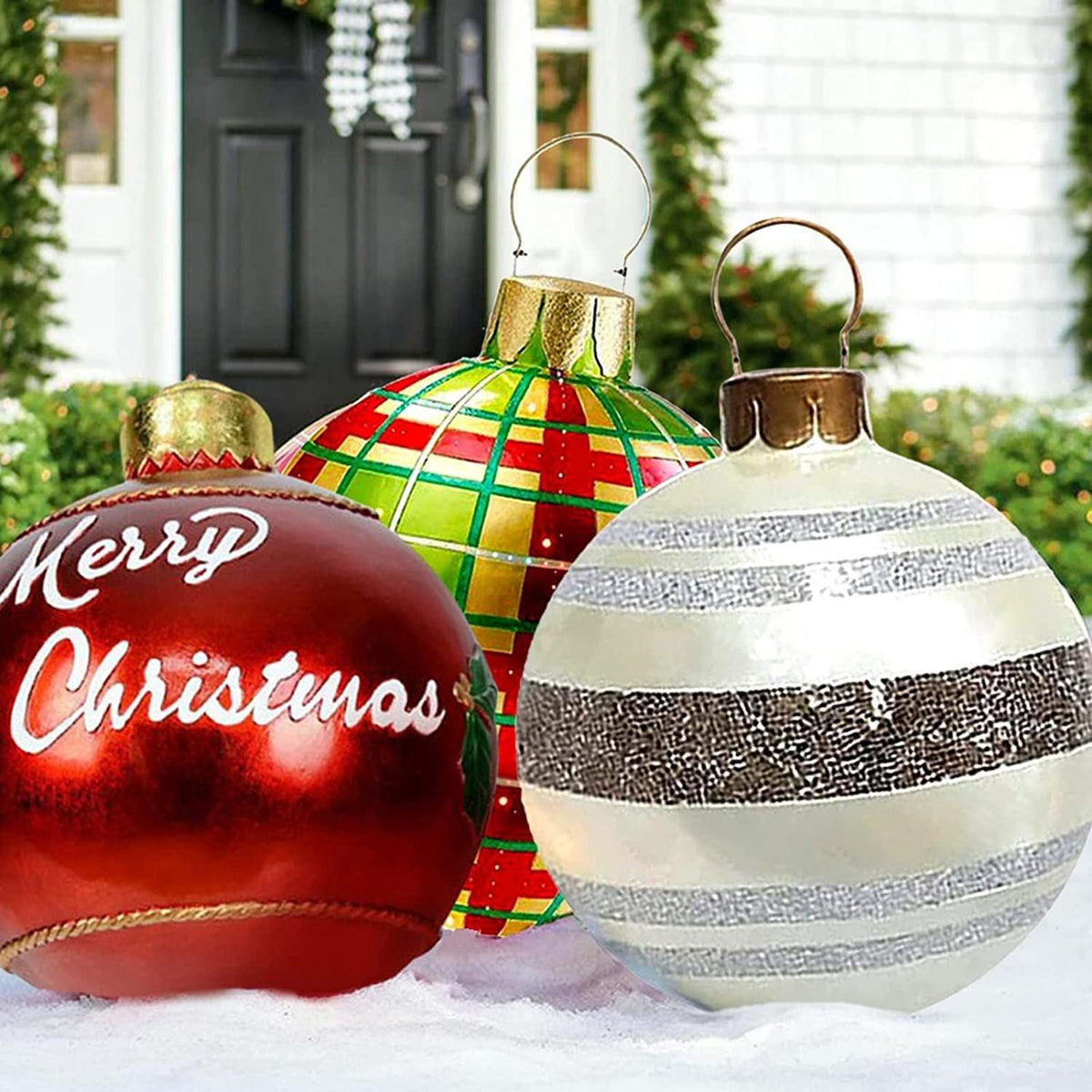 23.6 Inch Christmas Inflatable Decorated Ball Xmas Outdoor Ornament Holiday Decoration