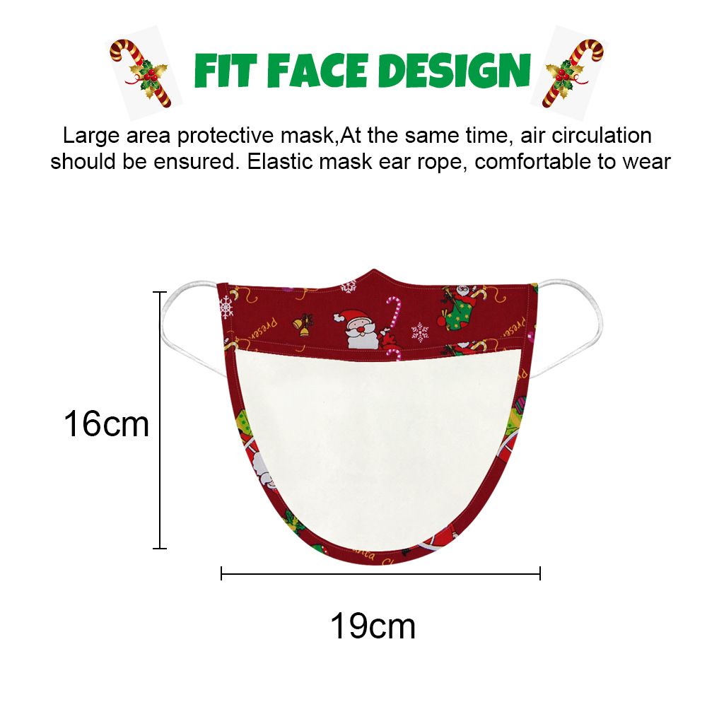 5pcs Christmas Face Mask Cover Washable Clear Shield Santa Claus Elk Pattern Face Visor