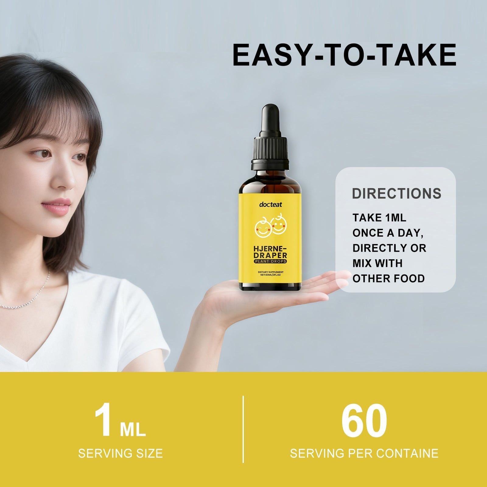 Boost Focus and Vitality with Plant Drops, Natural Brain Support, Daily Energy ,60ml