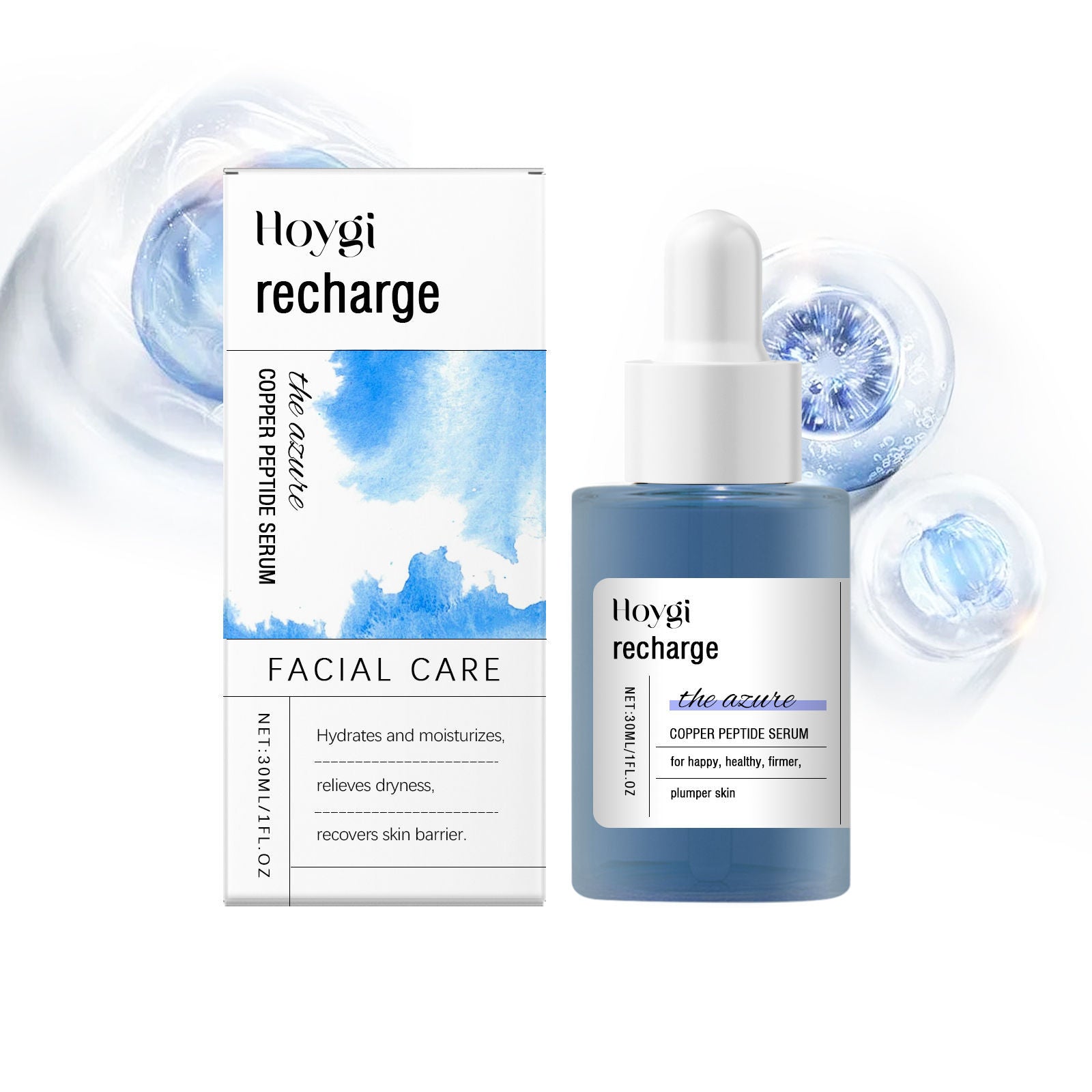 Blue Copper Peptide Facial Care Serum, Deep Hydrating, Anti-Aging, Nourishing Skin ,30ml