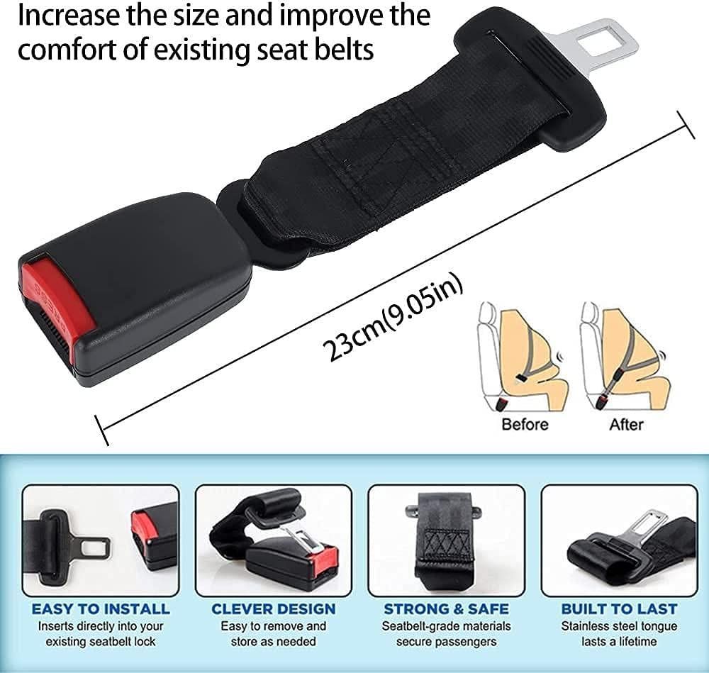 2 Pack Universal Car Seat Belt Extender Adjustable Seat Belt Extension Strap 23cm