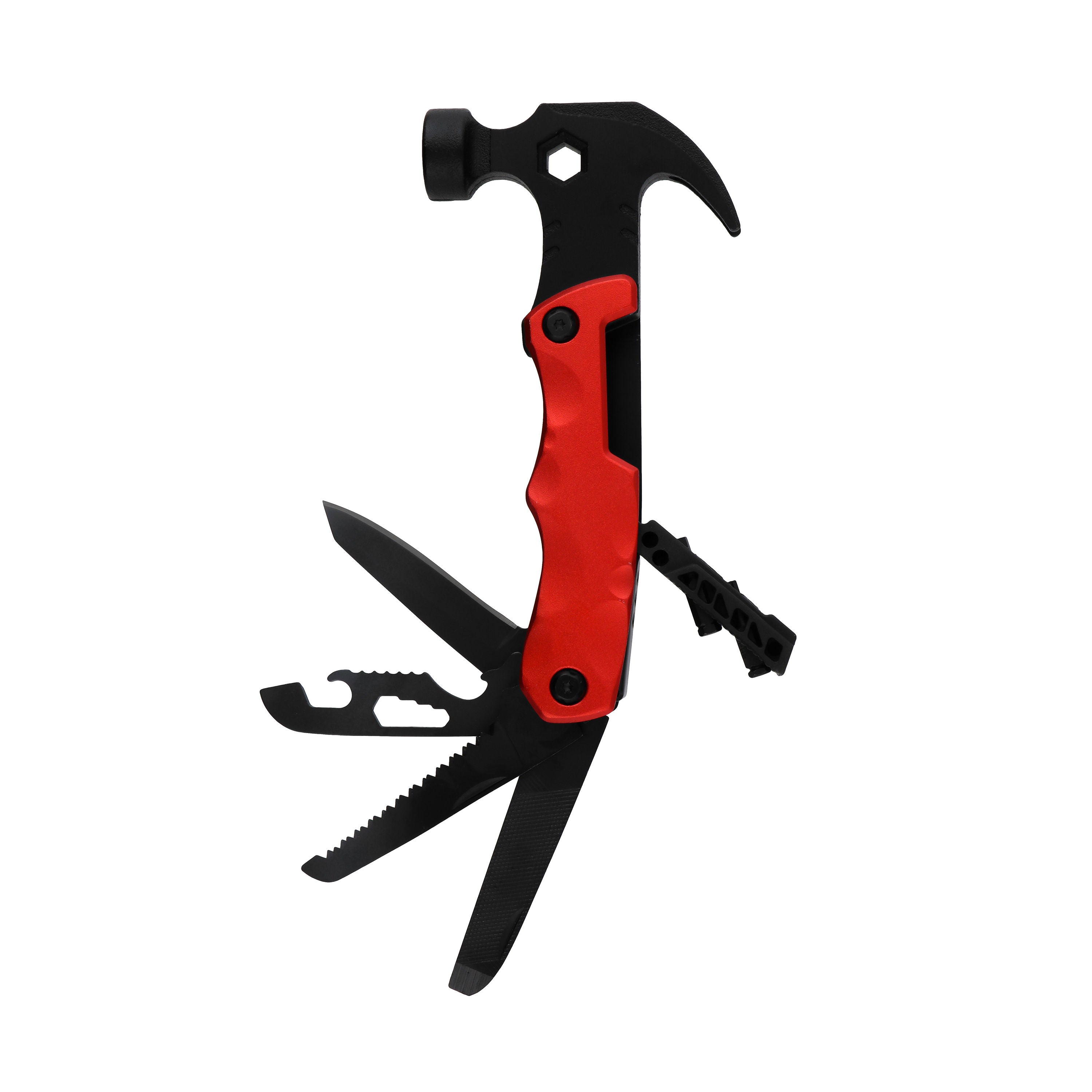 12-in-1 Compact Multi-Tool Hammer, Red & Black