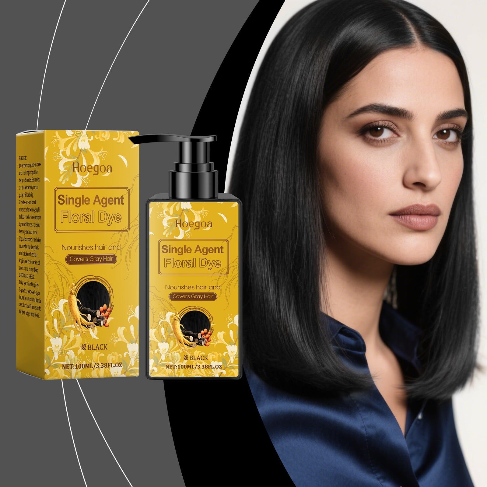 Black Nourishing Hair Conditioner, Smoothing, Color Protect, Easy Dyeing, Plant-Based, For Men Women ,100ml
