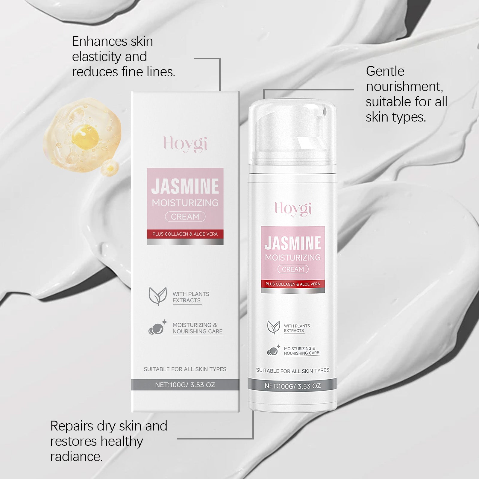 Collagen Jasmine Facial Care Moisturizer, Hydrating, Firming, Anti-Aging ,100g