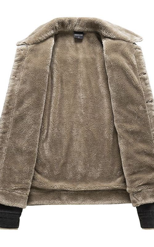 Winter Warm Denim Jacket Fleece Lined Jean Coat Fur lapel Collar Trucker Jacket For Men