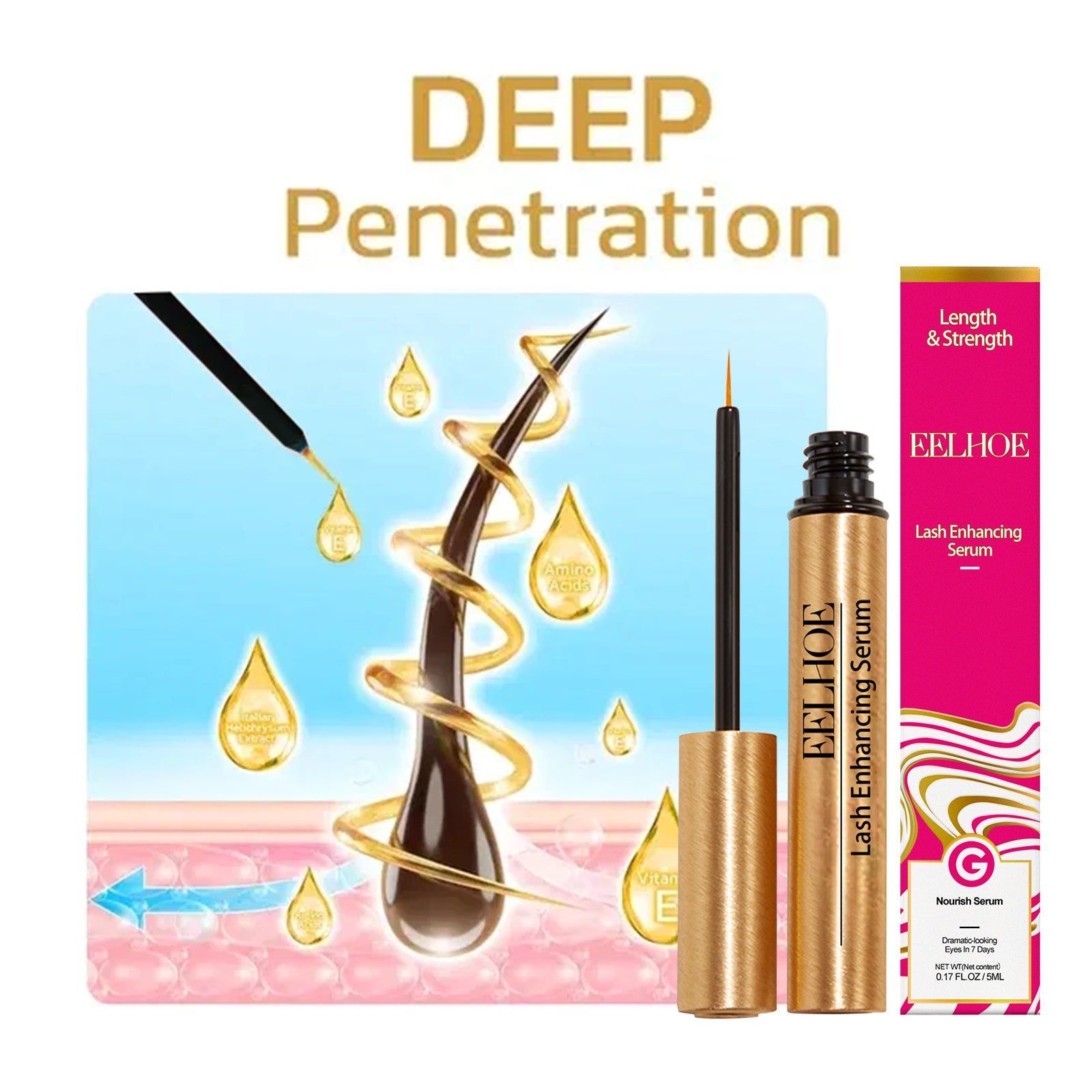 Curling Eyelashes Serum, Natural Long, Thick, Moisturizing, Lash Enhancer ,5ml