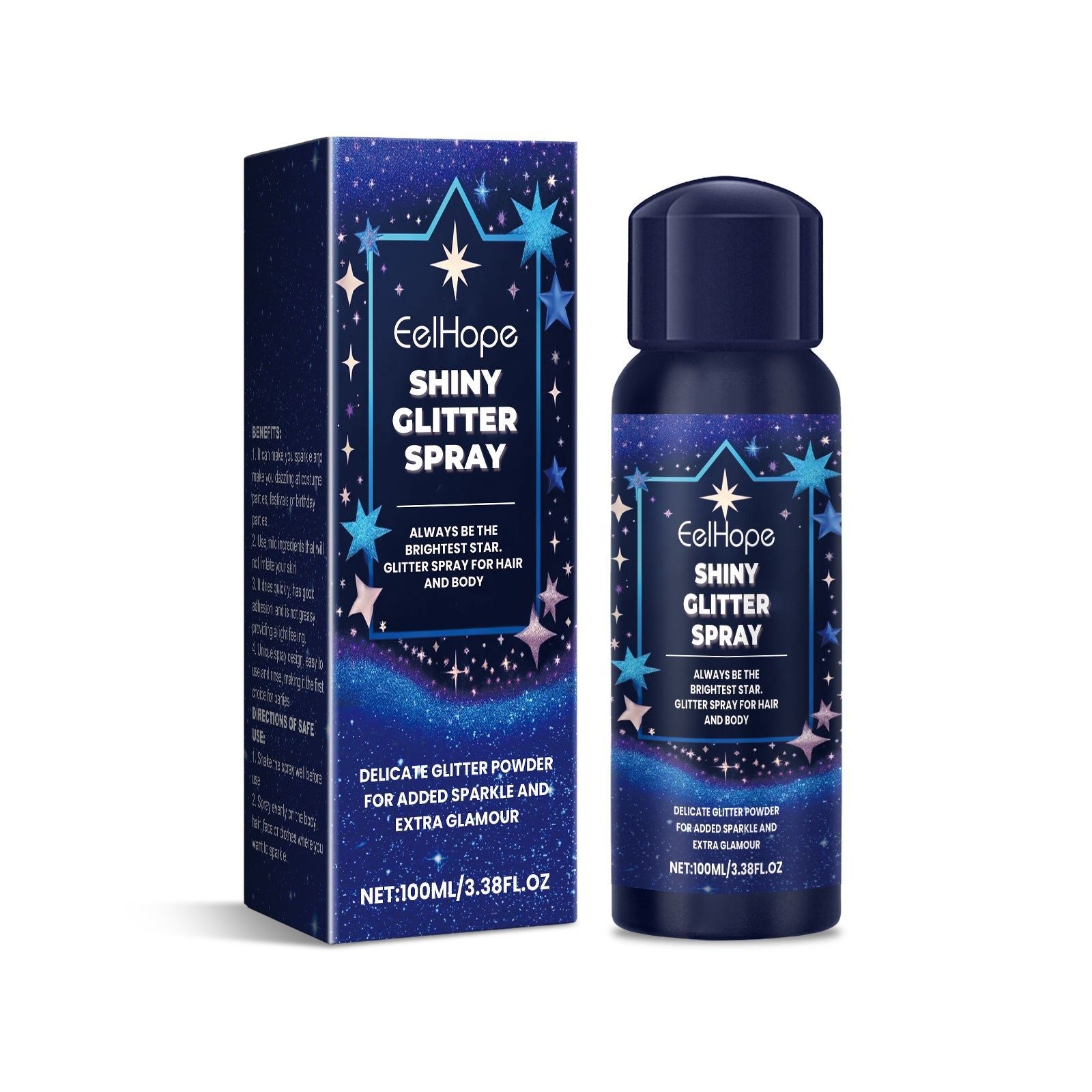 Body Powder Spray, Glitter Highlighter for Face Hair Body, Festival Party Shine ,100ml